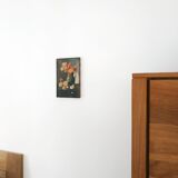 Peinture ancienne "coquelicots et marguerites"