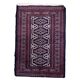 Handmade vintage 1960s Uzbek Bukhara rug – small wool tribal carpet (65cm x 95cm)