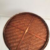 Vintage oval wicker linen basket