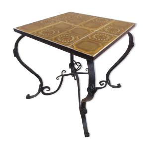 Table basse fer forgé et céramique