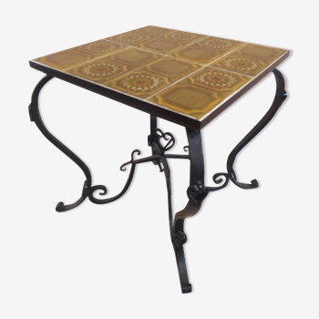 Wrought iron and ceramic coffee table