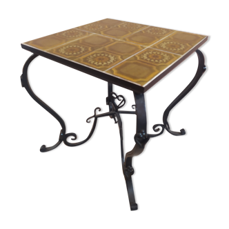 Wrought iron and ceramic coffee table