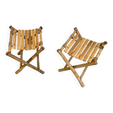 Pair of vintage bamboo fisherman's stools