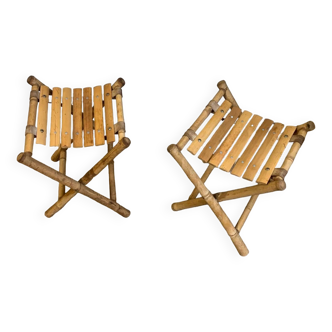 Pair of vintage Bamboo fisherman's stools