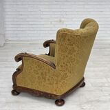 1960s, Danish highback armchair, furniture wool, solid oak wood.