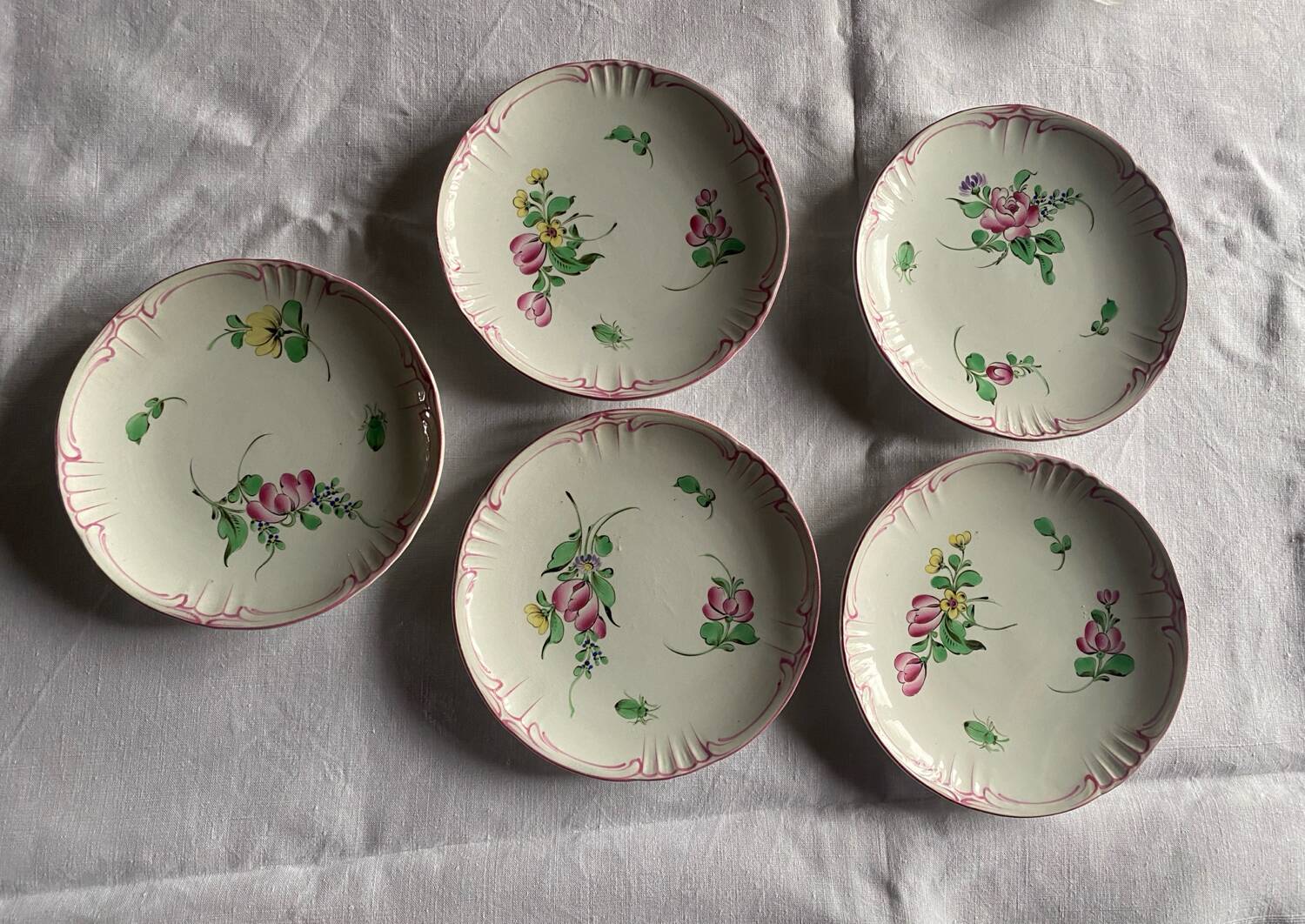 Lot de 5 assiettes à mignardises KG Luneville
