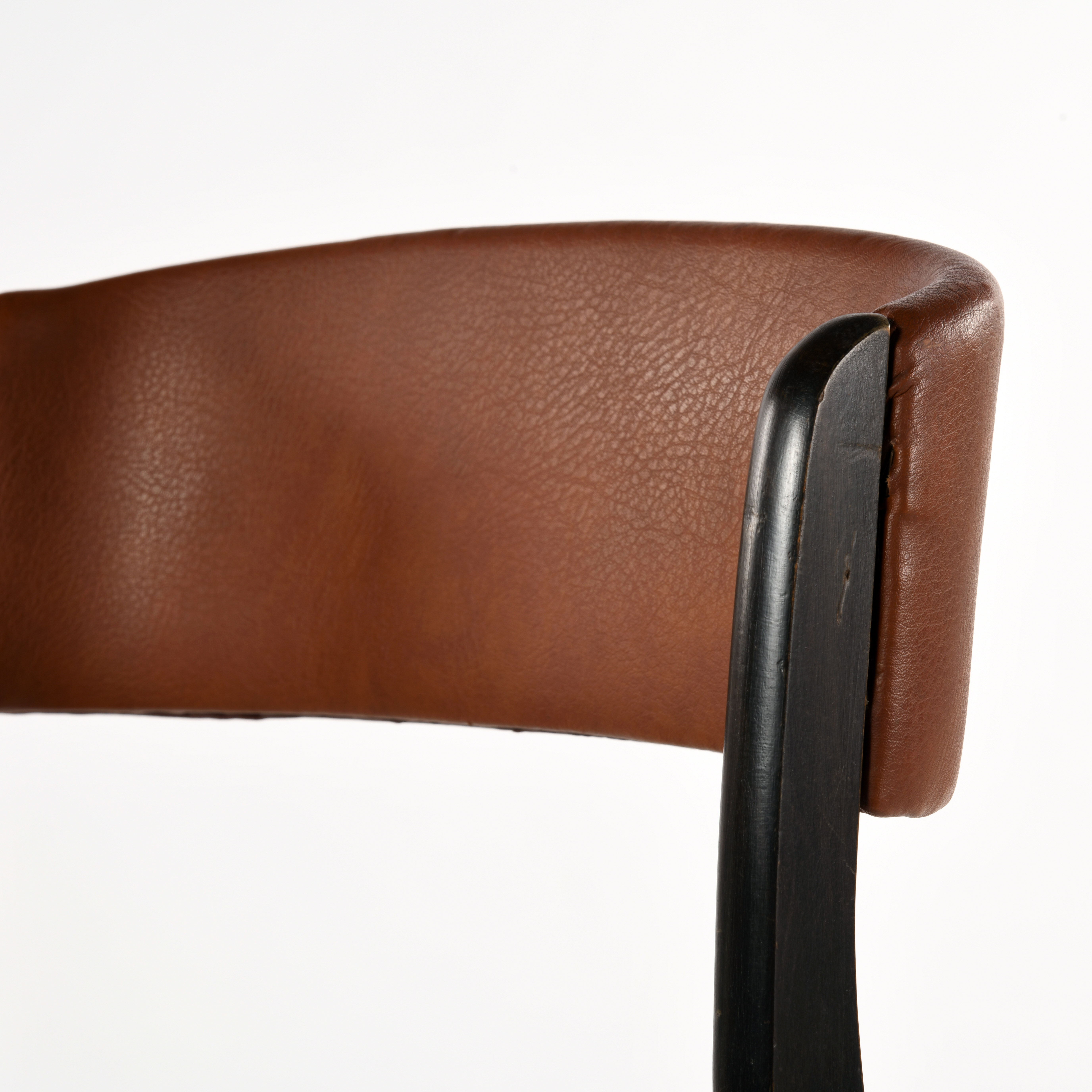 Set of 4 vintage wood and skai sled chairs