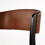 Set of 4 vintage wood and skai sled chairs