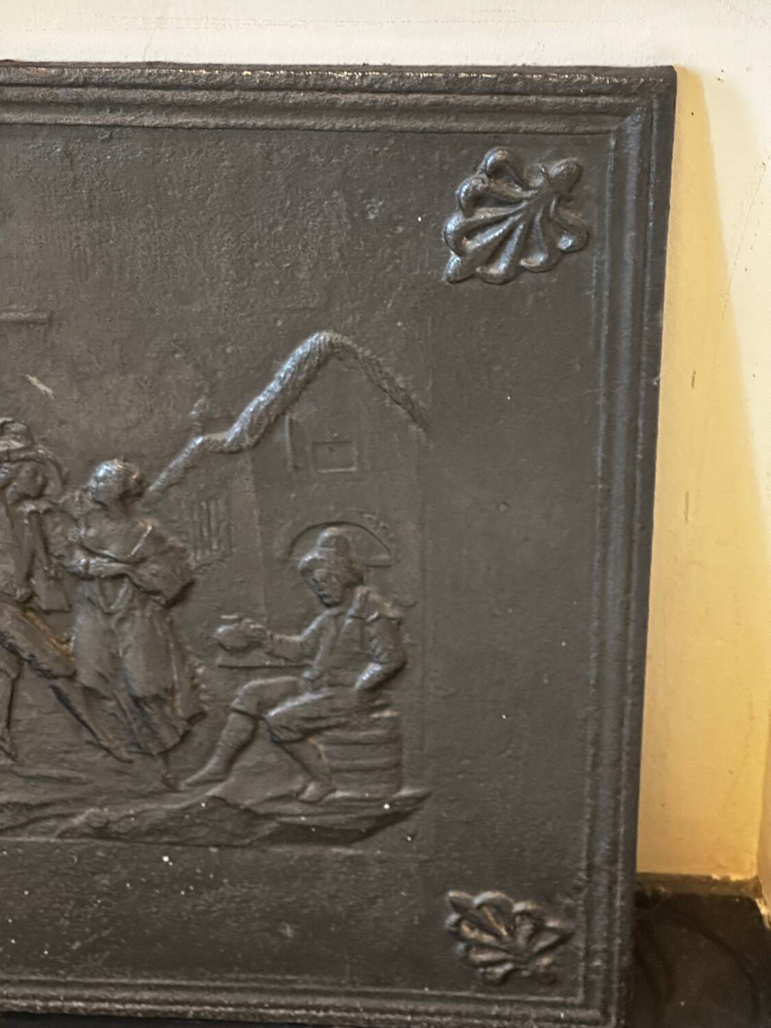 Cast iron fireplace plaque rural scene 64/64 cm
