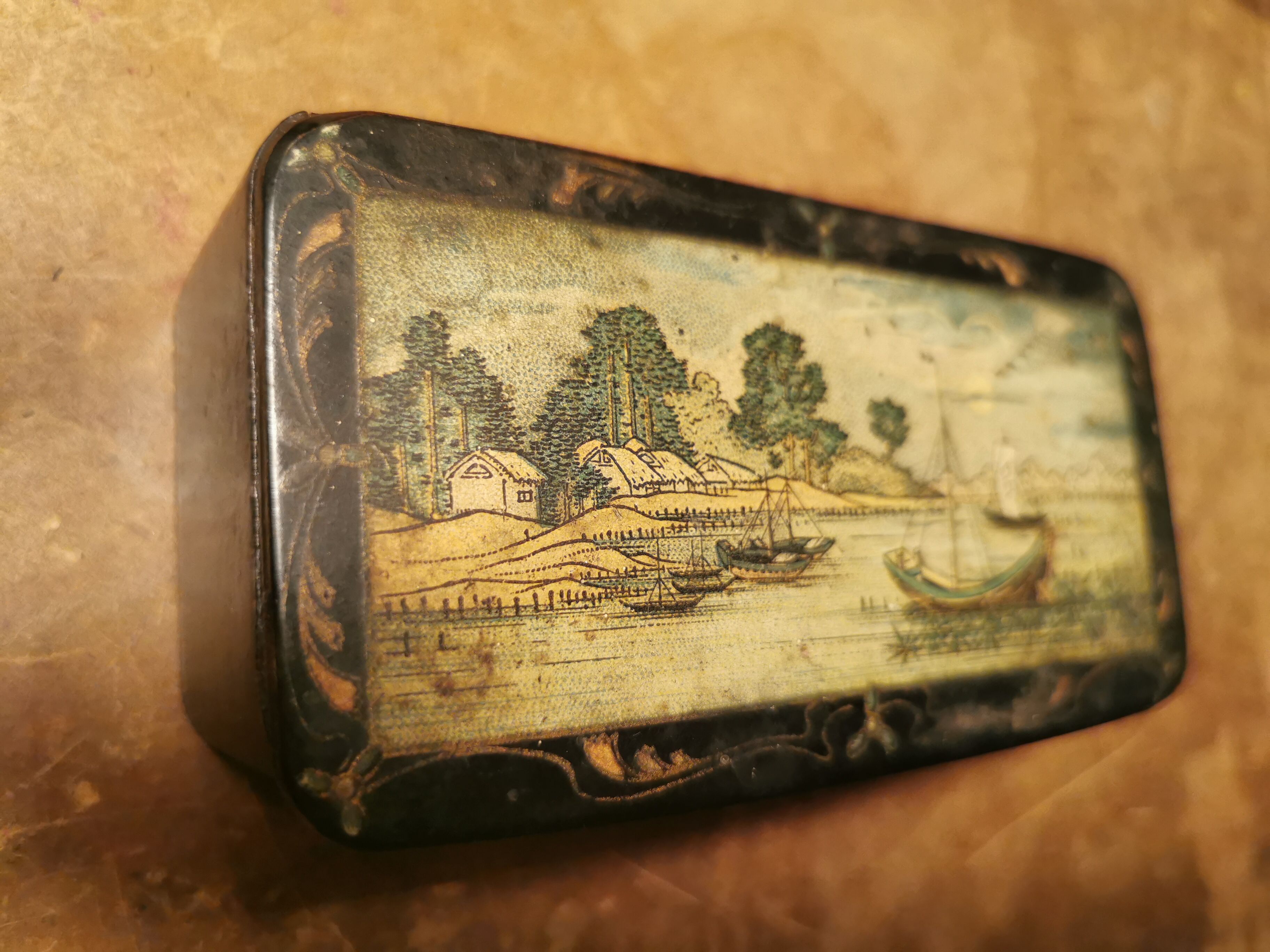 Small painted wooden box