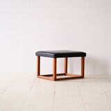 Scandinavian teak stool from the 60s – Faux leather seat