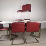 Marble design table 6 chairs 1970