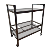 Stainless steel bar and smoked glass serving table