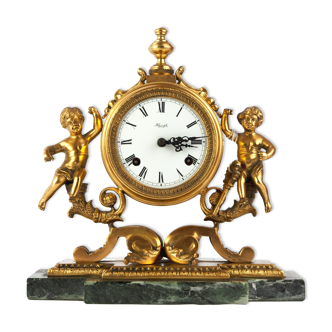 Horloge de cheminée Kienzle en bronze et marbre