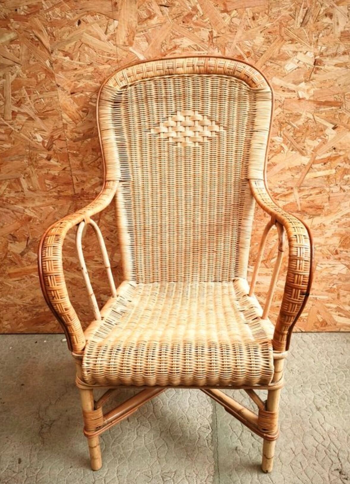 Vintage rattan wicker armchair for adults