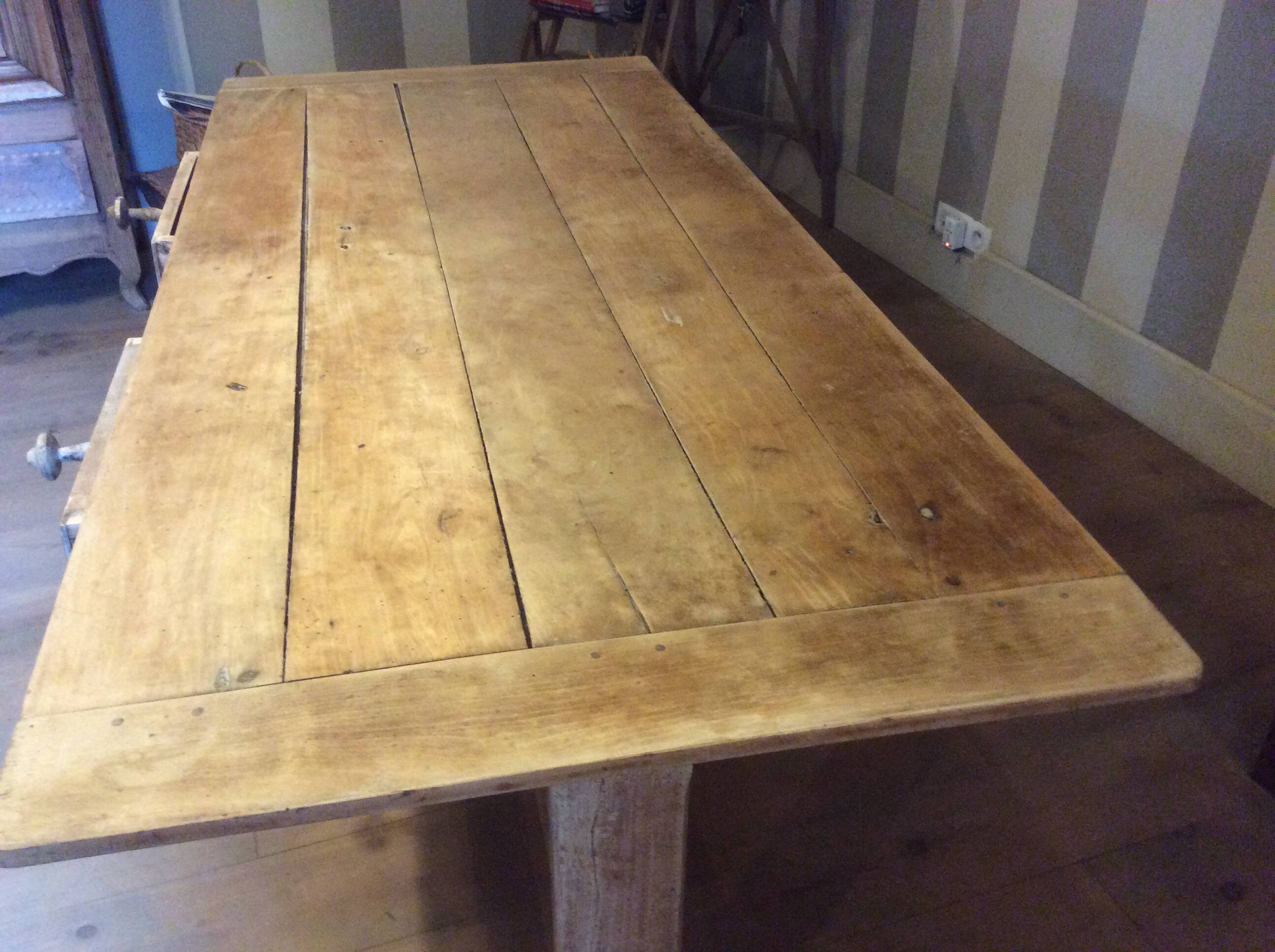 Two-drawer farmhouse table