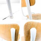 Chaise vintage Mid-Century bois et métal blanc style industriel scandinave