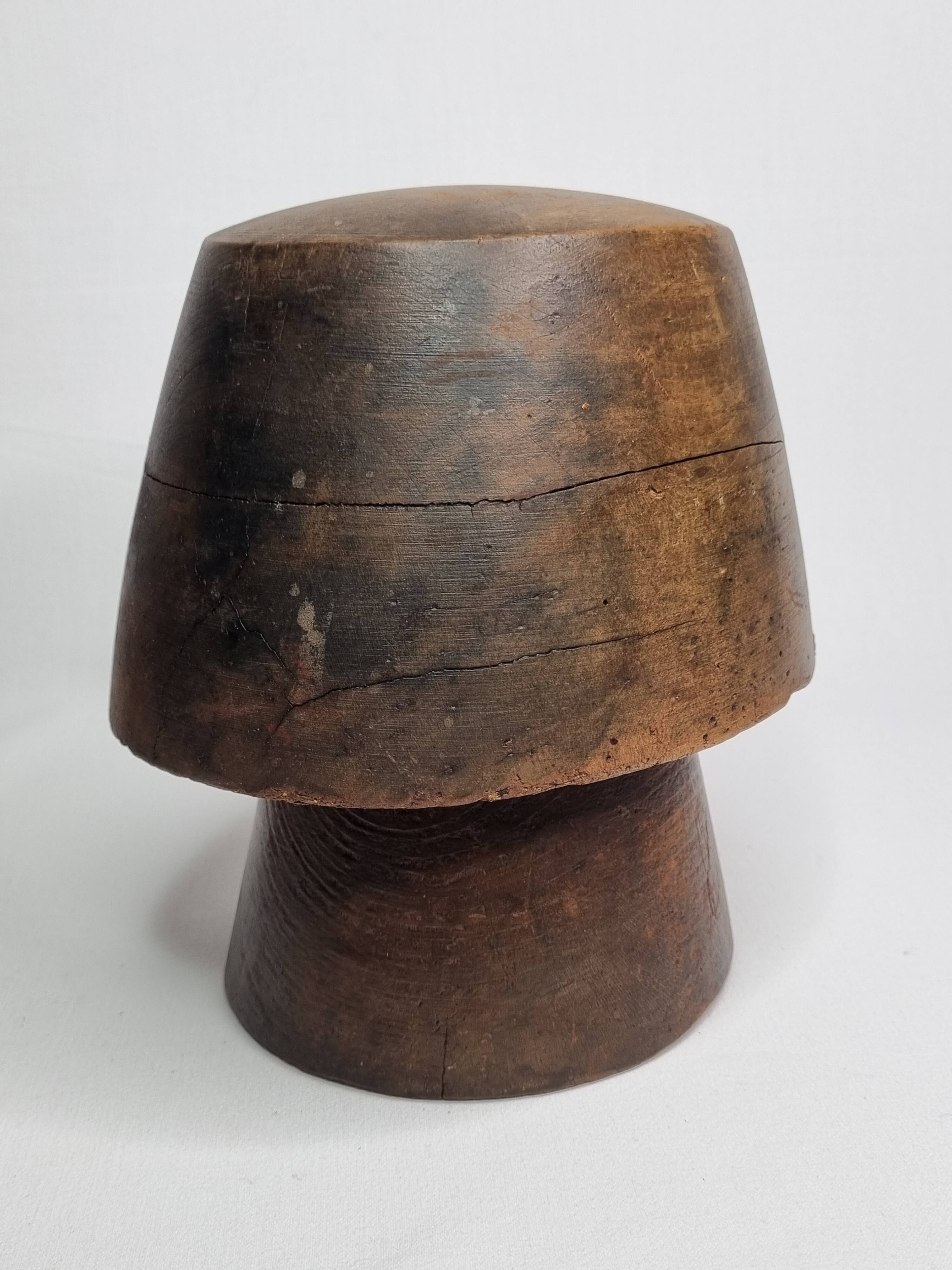 Hat form on solid wood stand, 1900s period