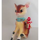 Tirelire de cerf en céramique vintage avec serrure et clé