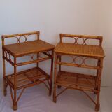 Pair of bamboo bedside tables
