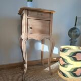 Louis XV style bedside side table in light wood