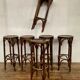 Series of 6 bar stools in curved wood