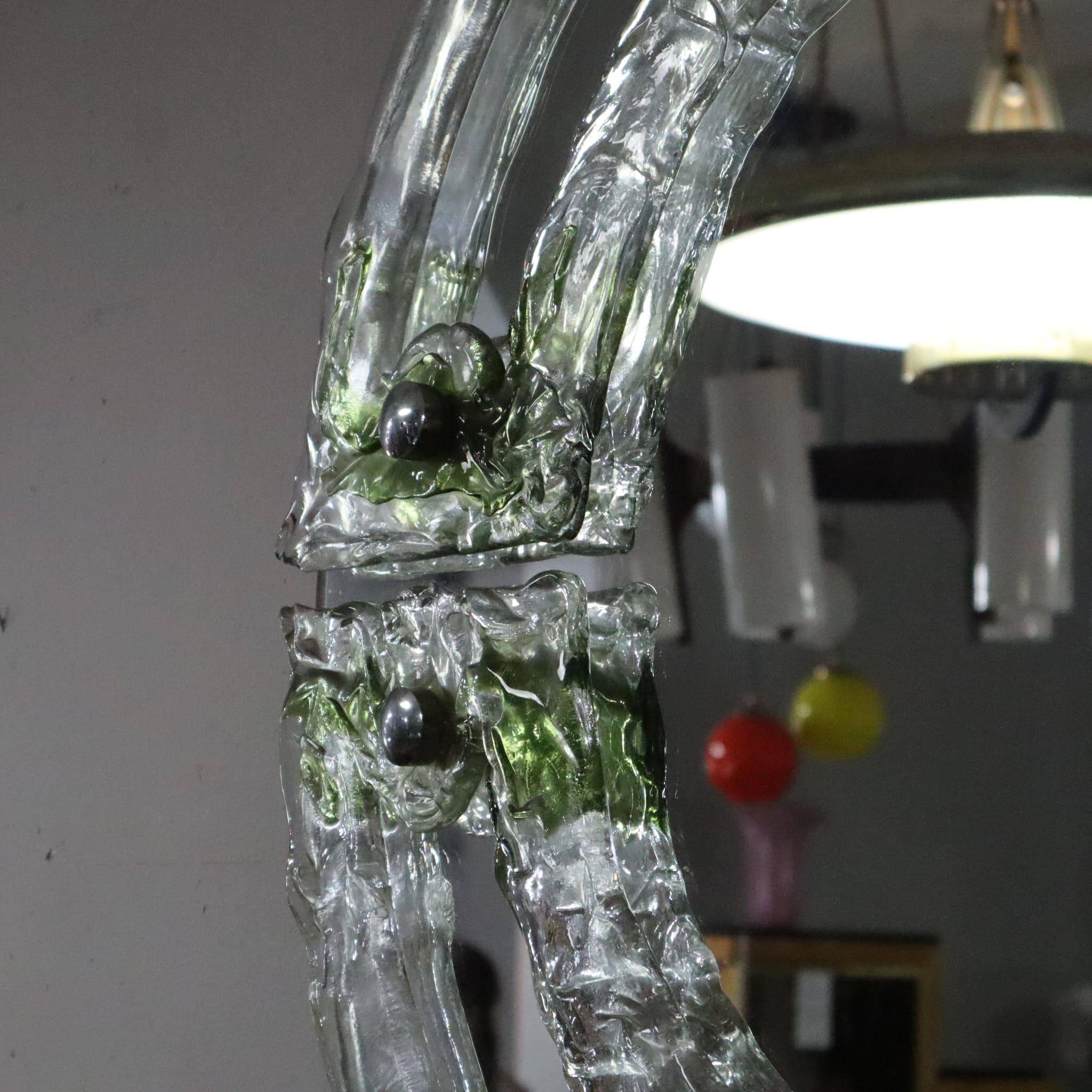 Mid-century round green Murano glass Italian mirror by Mazzega, 1960s