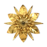 Masca style gold leaf metal flower wall light, 1970-1980