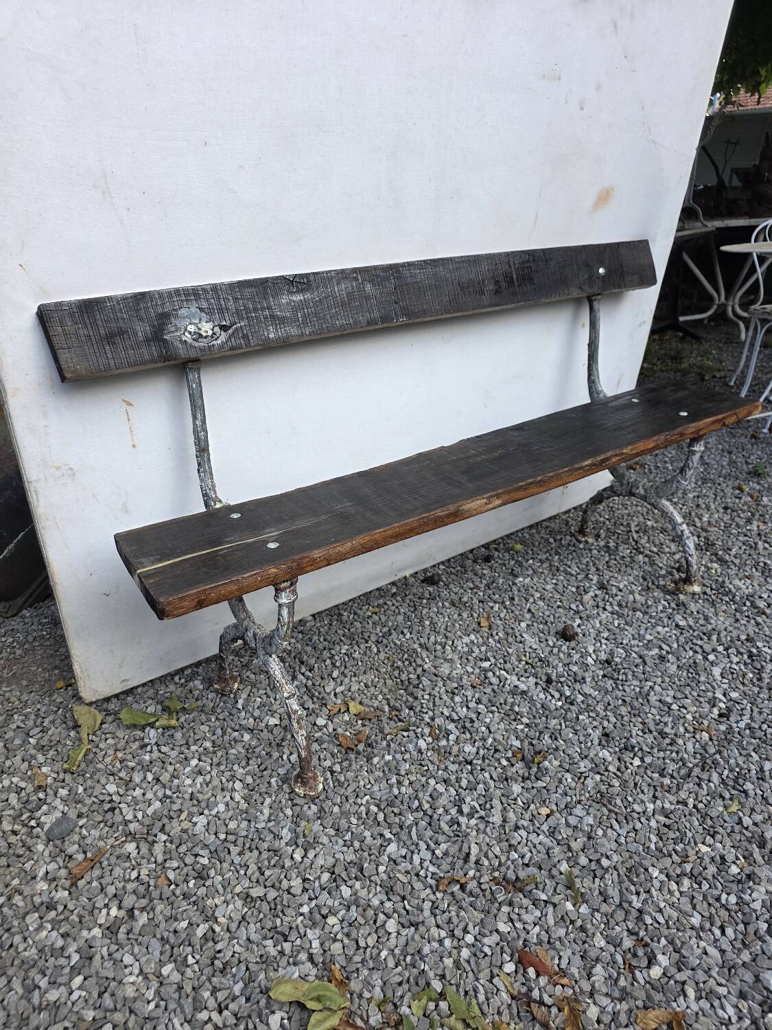 Cast iron and oak garden bench