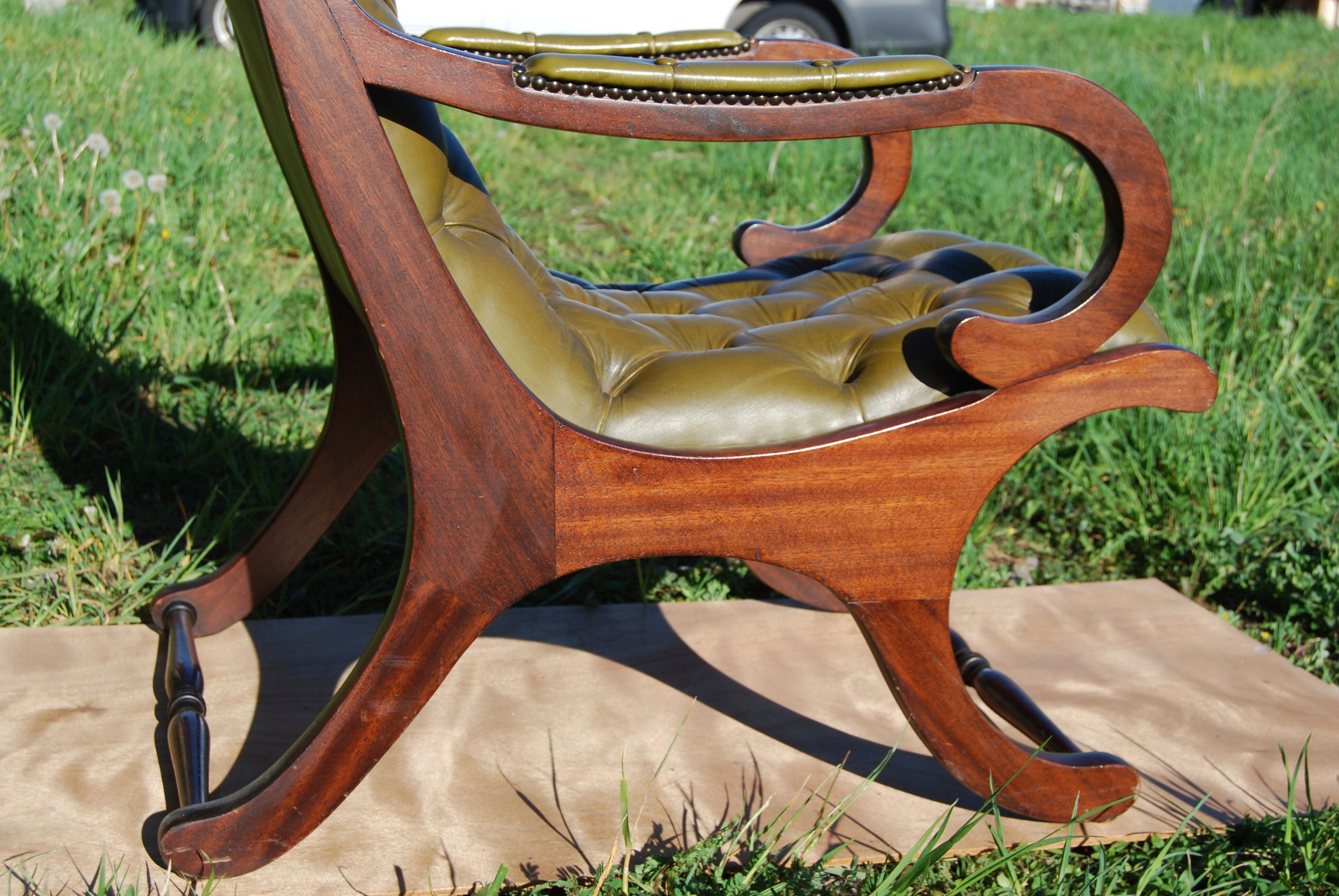 Chesterfield Victoria chair in green leather.