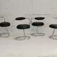 4 chairs tubular steel, imitation black leather, Italy, circa 1970