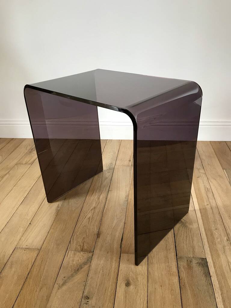 Set of 3 nesting coffee tables in smoked plexi / purple 70s