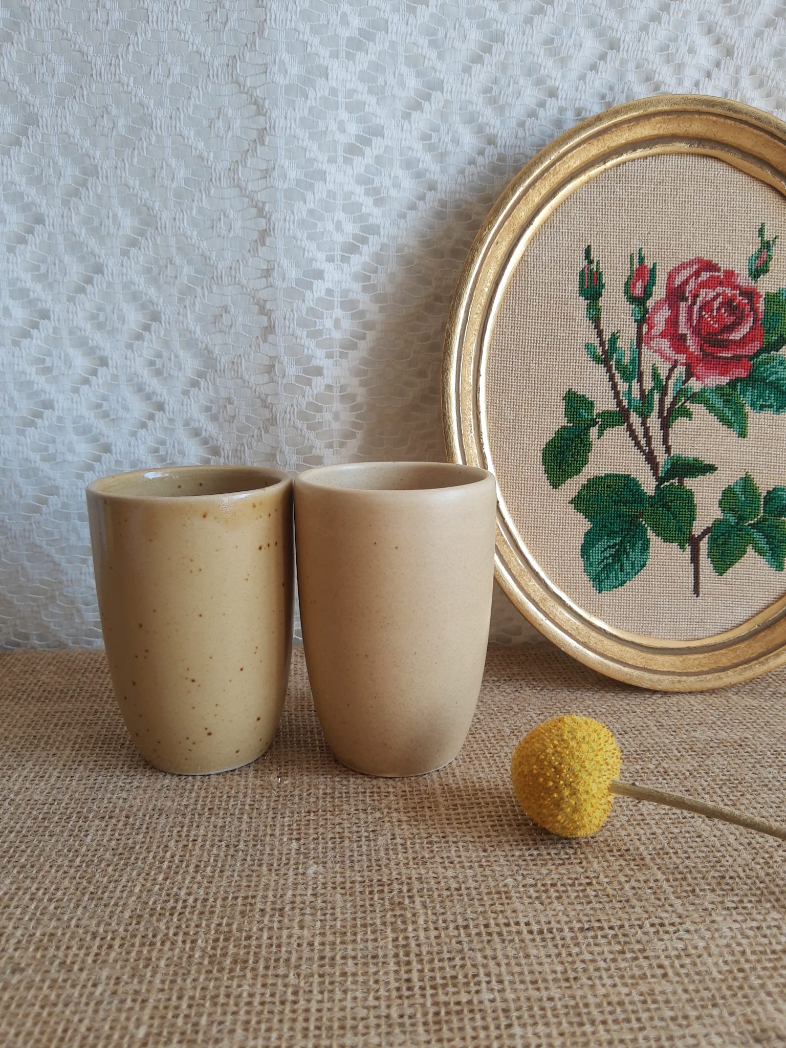 Set of 2 timpani, sandstone glasses