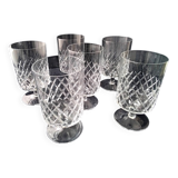 6 Verres à eau ou grands verres à vin Cristallin  Décor croisillons