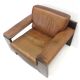 Chaise vintage Leolux en cuir épais couleur cognac par Harry de Groot fabriqué dans les années 60