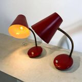 Ensemble de 2 lampes de table / veilleuses rouges vintage