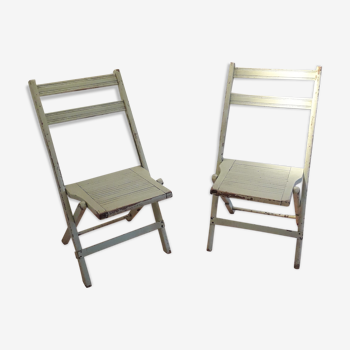 Set de deux chaises pliantes en bois