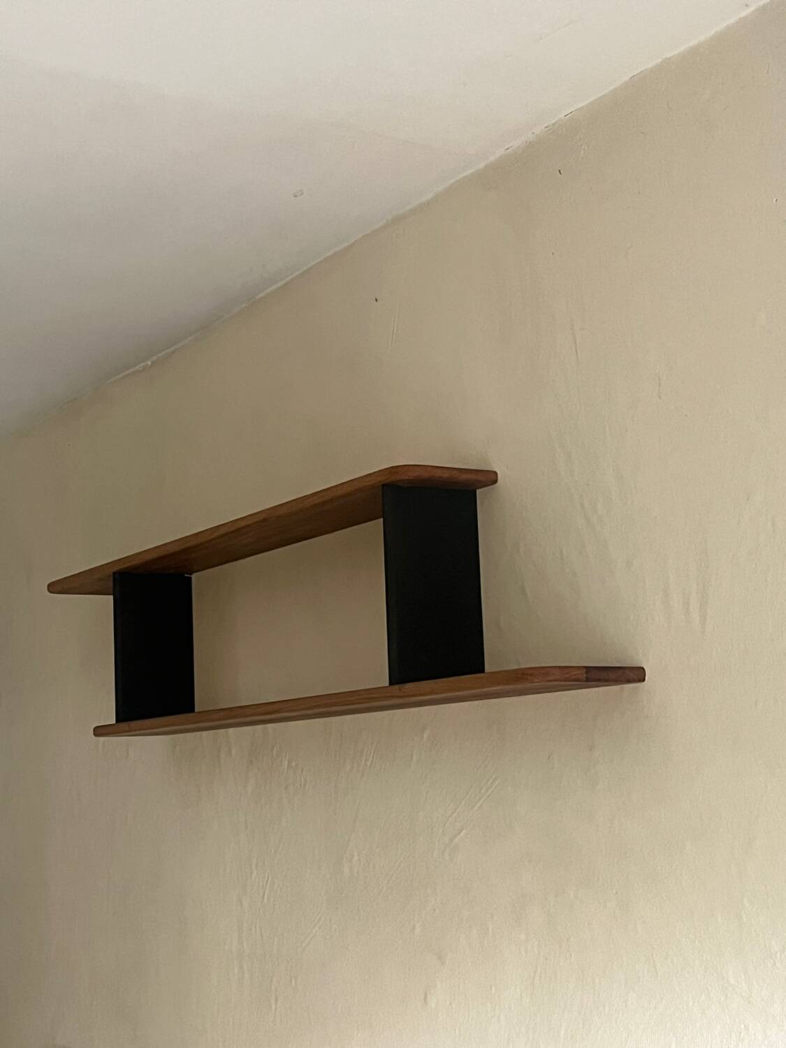 Stained wooden shelf