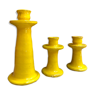 Lot de 3 bougeoirs jaunes