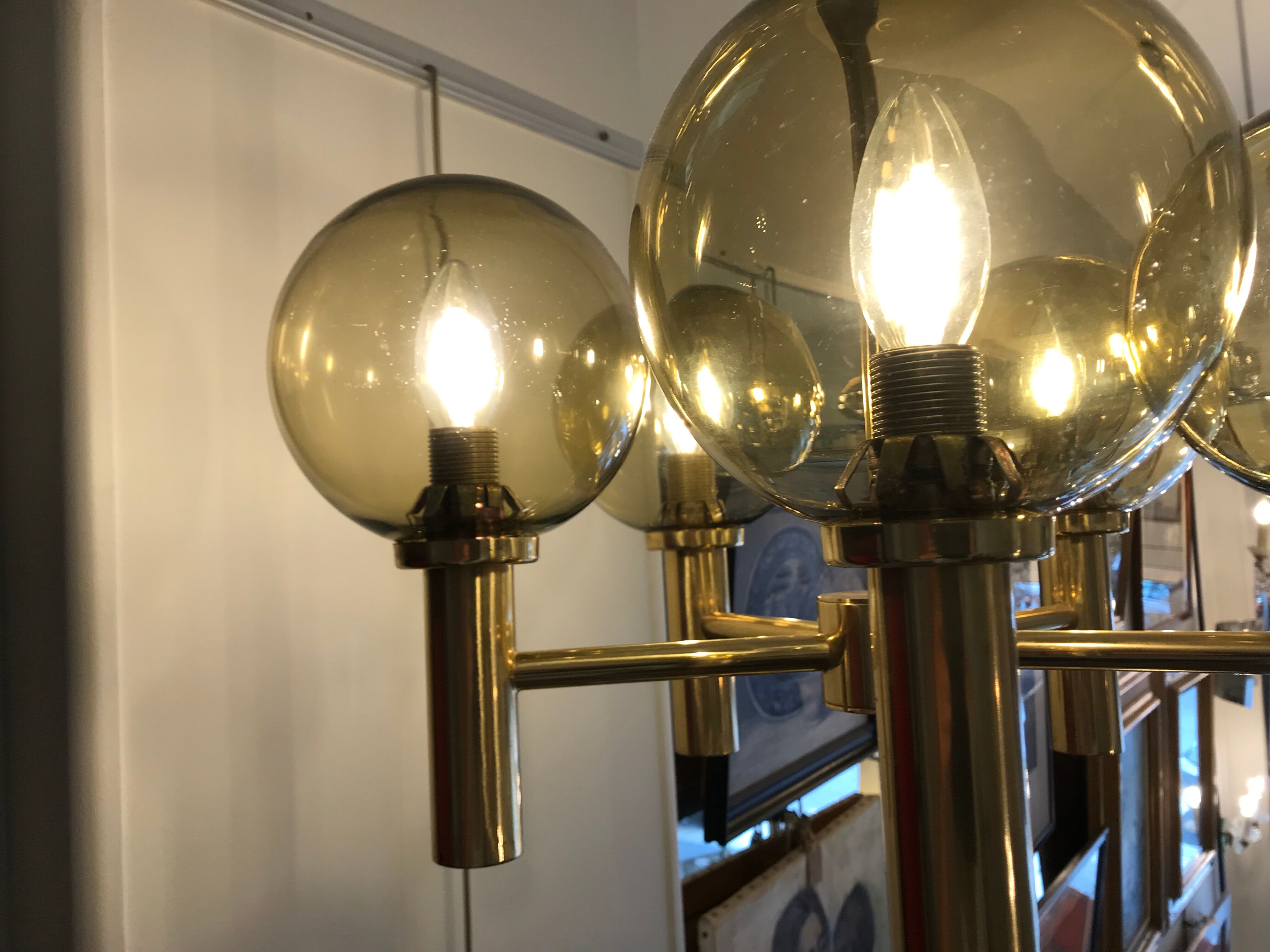 5-globe smoked brass chandelier