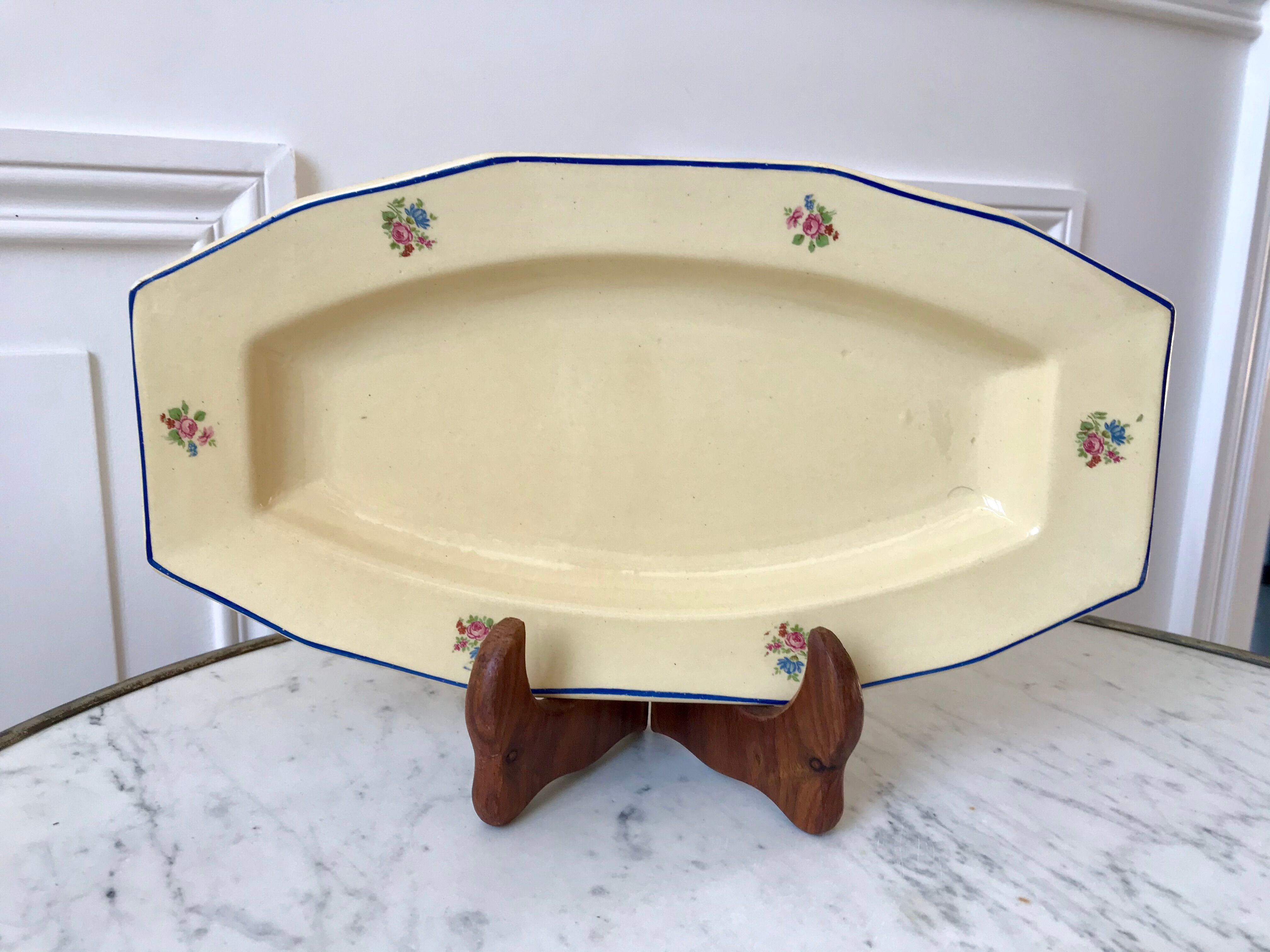 Ravier / small dish badonviller with blue flowers 50s
