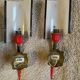 Pair of circa 70s plastic and brass wall lights