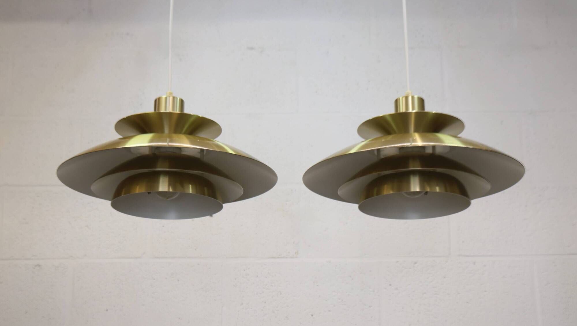 Rare golden pair of Danish design lamps  - great condition.