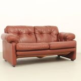Coronado two-seater sofa by Tobia Scarpa in cognac leather, 1969