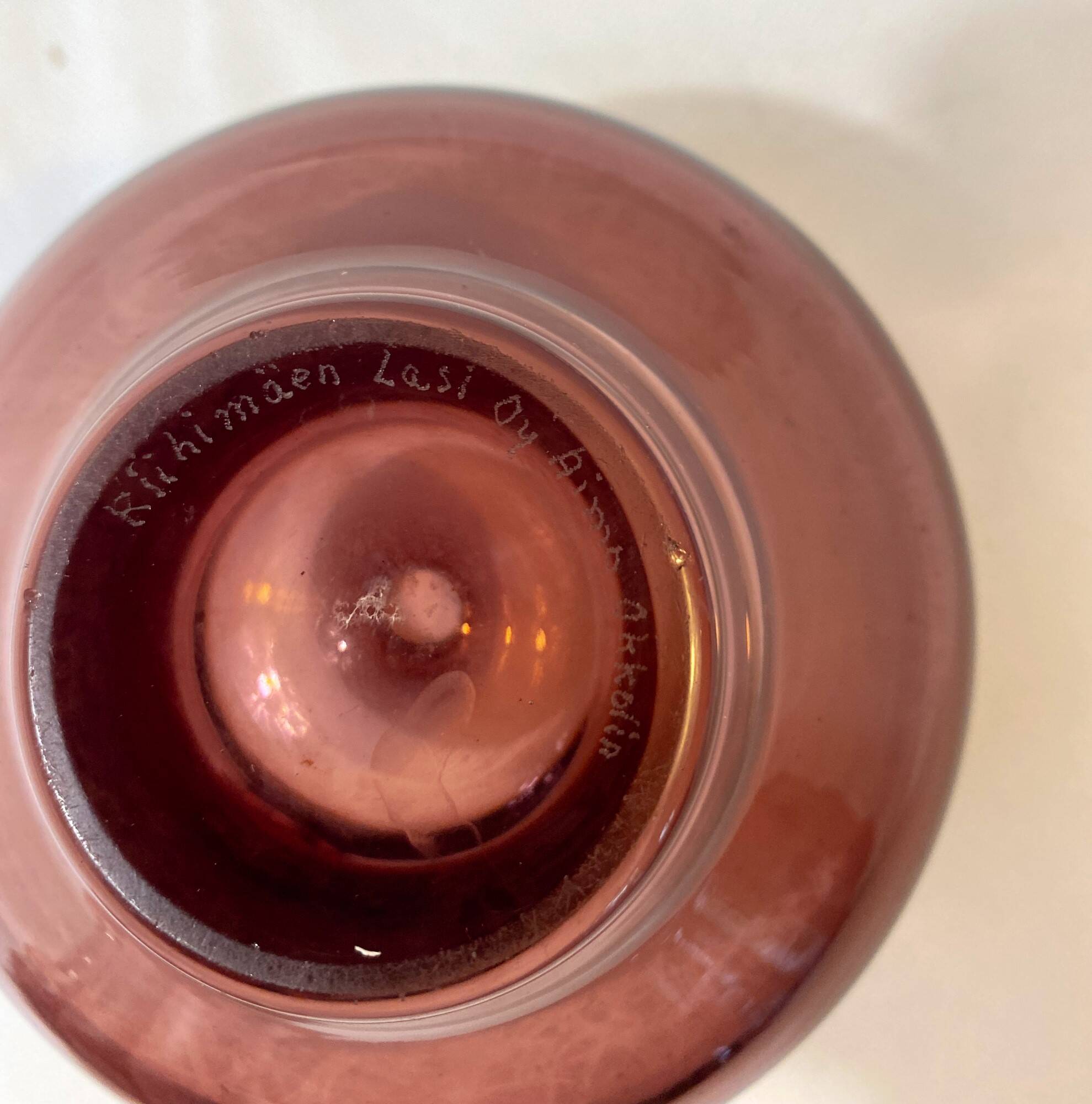 Purple vase Aimo Okkolin for Riihimäen Lasi Oy