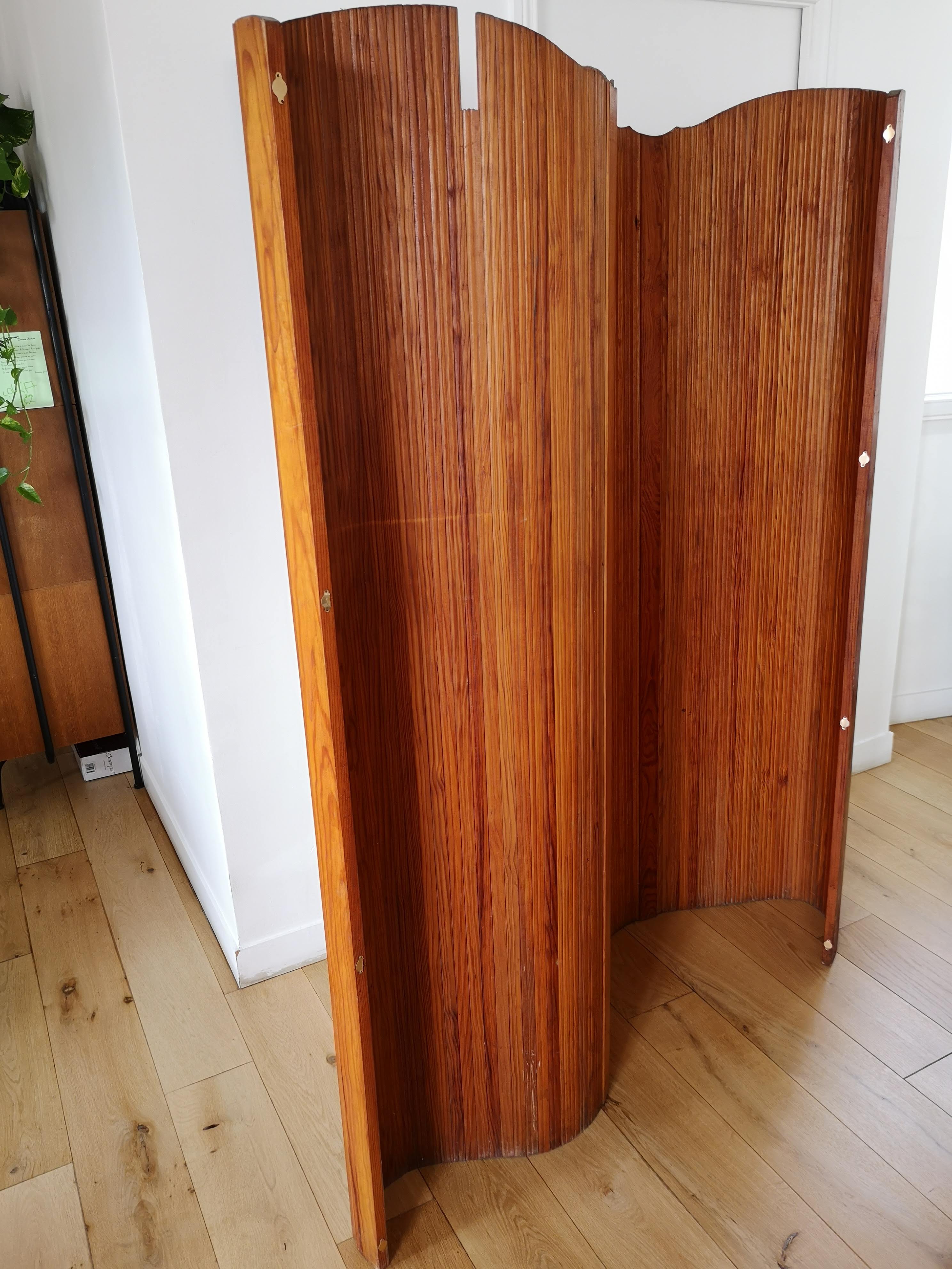 Screen old 50s style Baumann corrugated wood articulated vintage