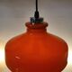Suspension vintage en verre opalin orange avec finition chromée, années 60