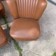 Set vintage années 1950 marron en hêtre et vinyle — 3 chaises cocktail + petit canapé