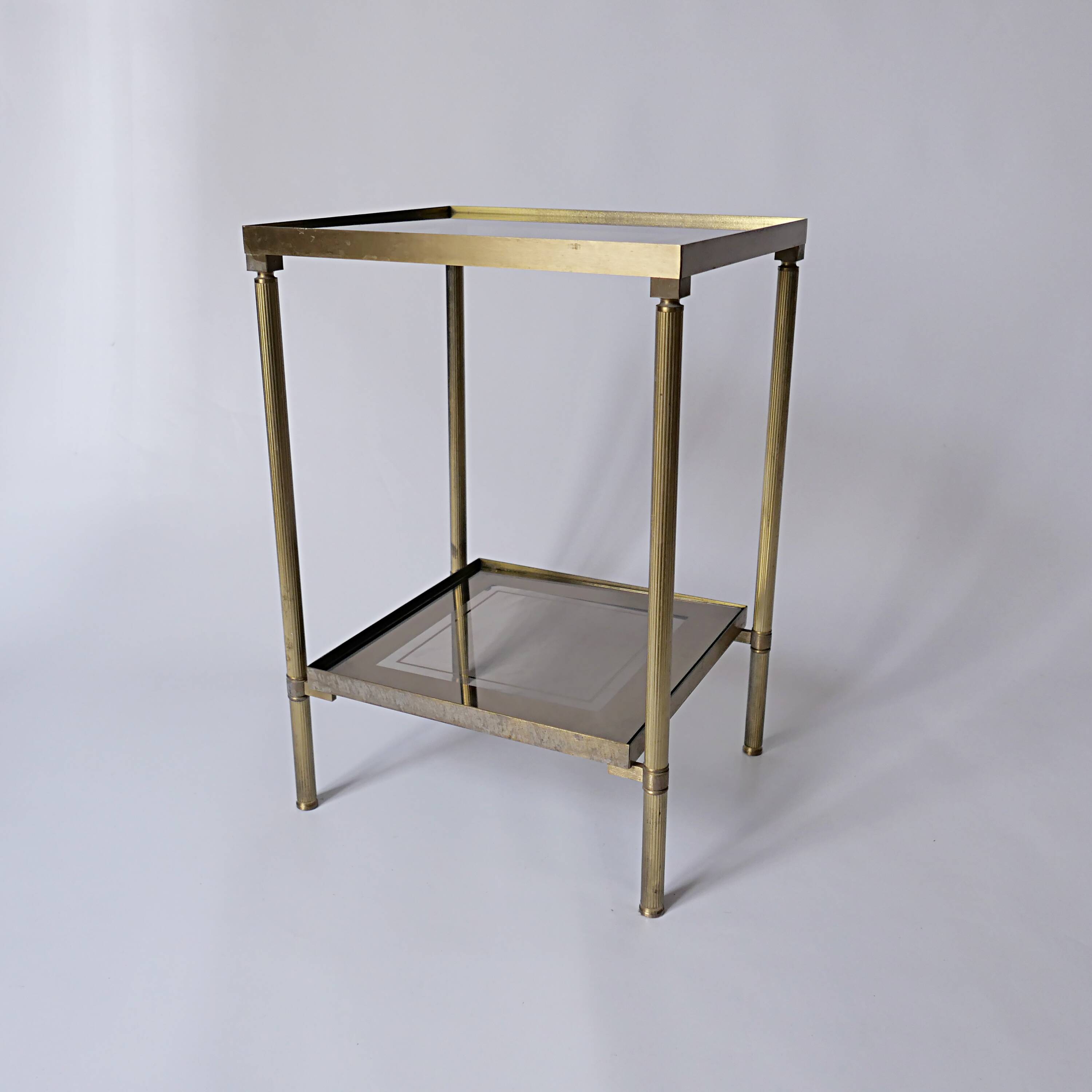 saddle table in brass smoked glass mirror old vintage Jansen house