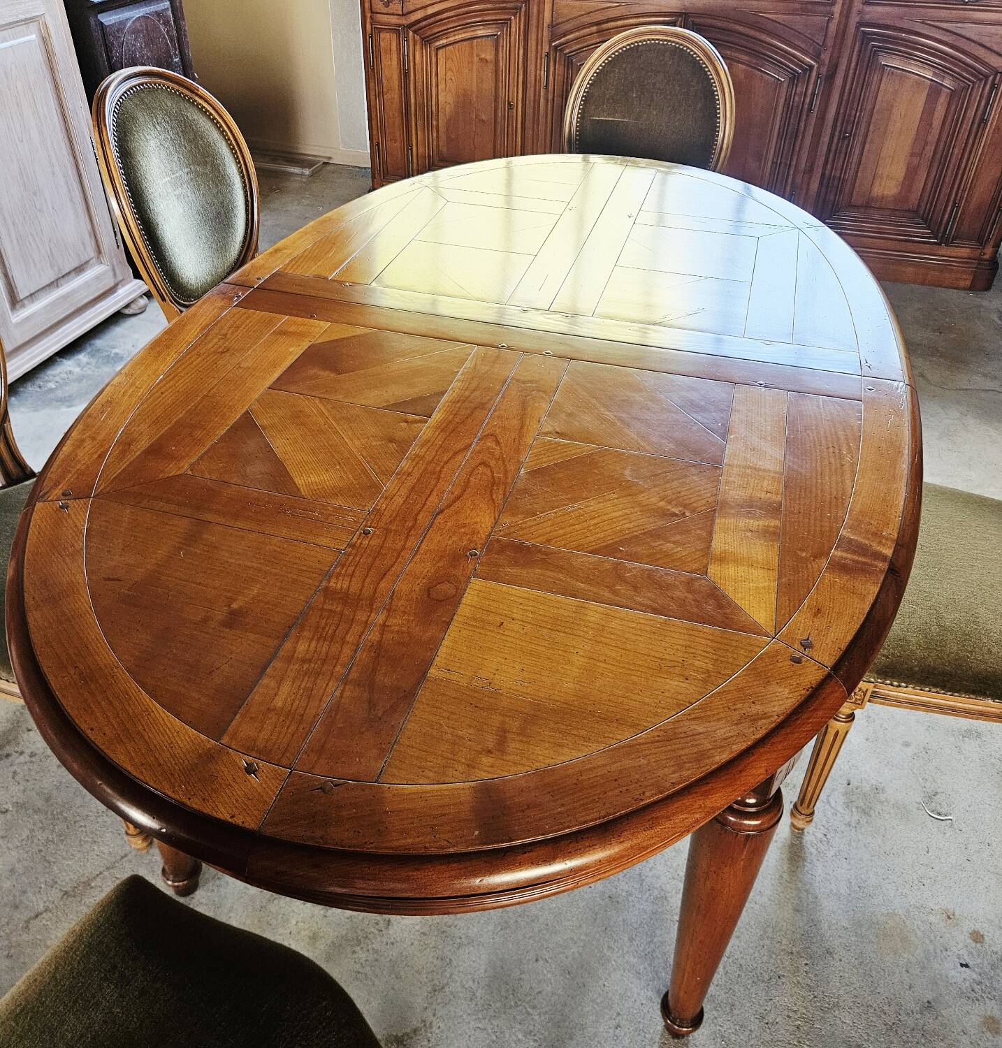 Solid cherry wood dining table with extension – classic style